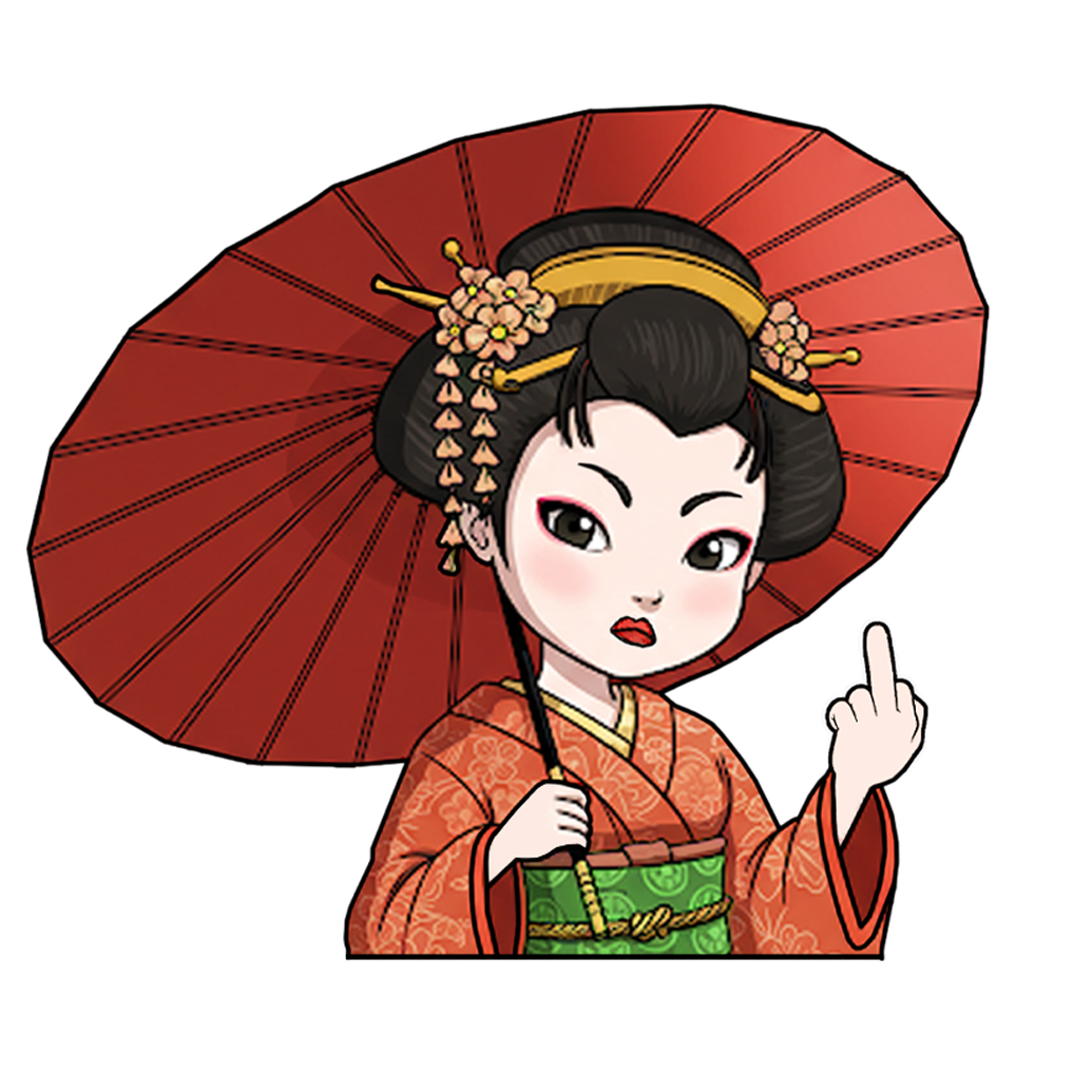 "GEISHA WITH UMBRELLA" JAPANESE CULTURE WINDOW PEEKERS