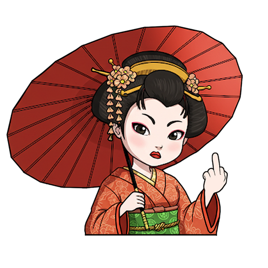 "GEISHA WITH UMBRELLA" JAPANESE CULTURE WINDOW PEEKERS