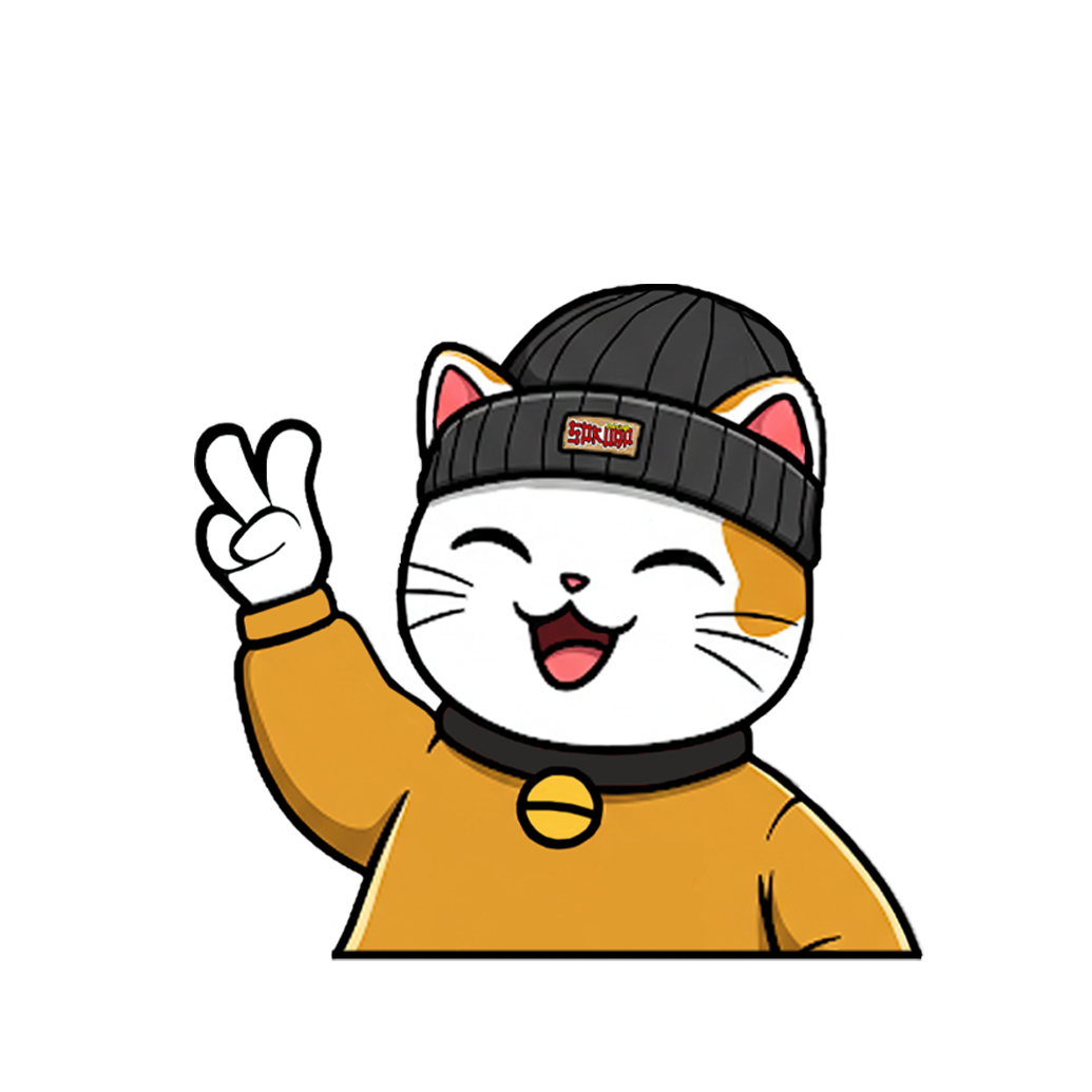 "LUCKY CAT WITH BEANIE" JAPANESE CULTURE WINDOW PEEKERS