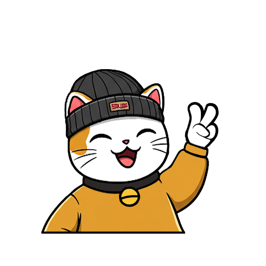 "LUCKY CAT WITH BEANIE" JAPANESE CULTURE WINDOW PEEKERS