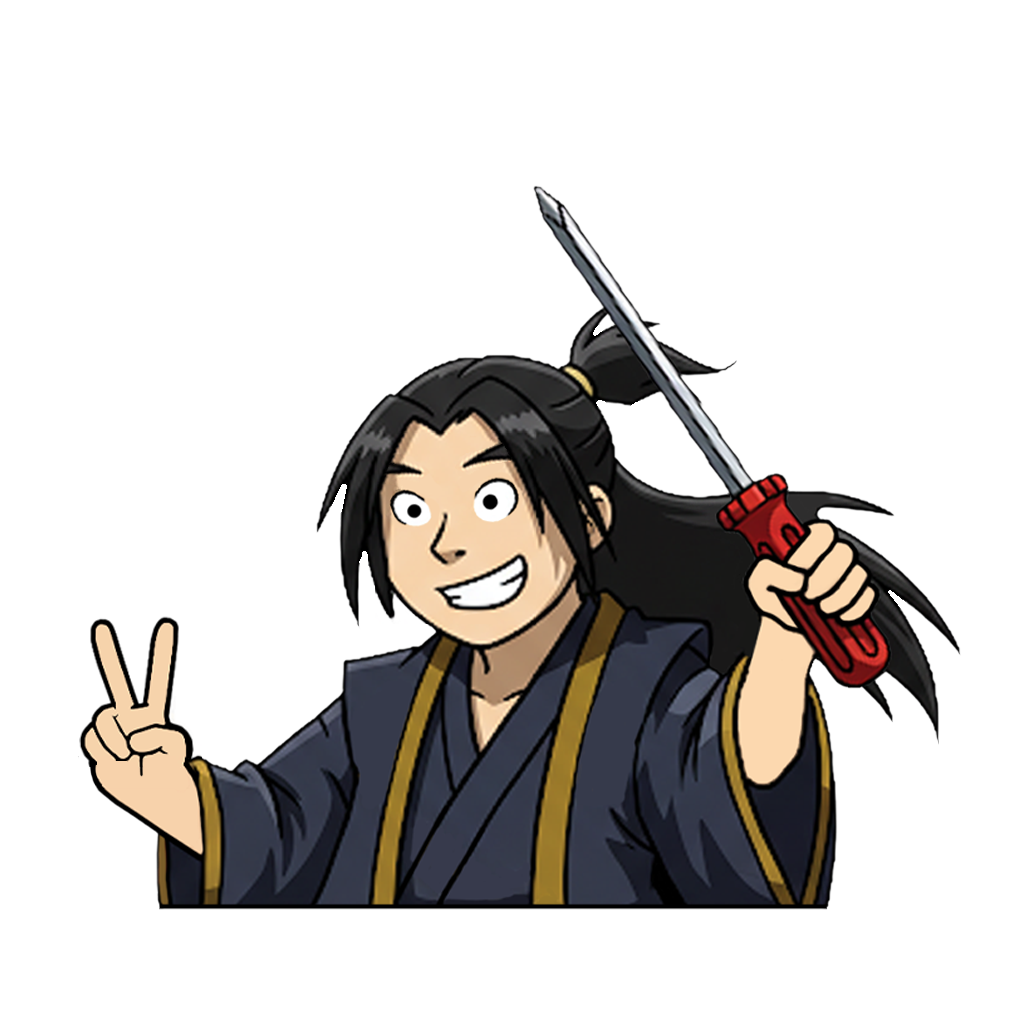 "SAMURAI WITH SCREW DRIVER" JAPANESE CULTURE WINDOW PEEKERS