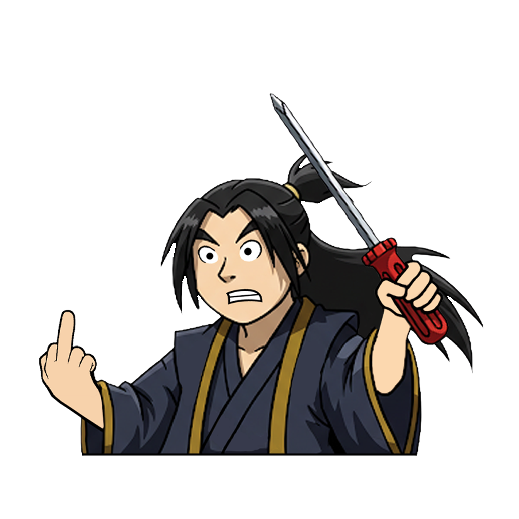 "SAMURAI WITH SCREW DRIVER" JAPANESE CULTURE WINDOW PEEKERS