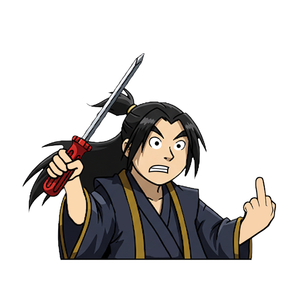"SAMURAI WITH SCREW DRIVER" JAPANESE CULTURE WINDOW PEEKERS