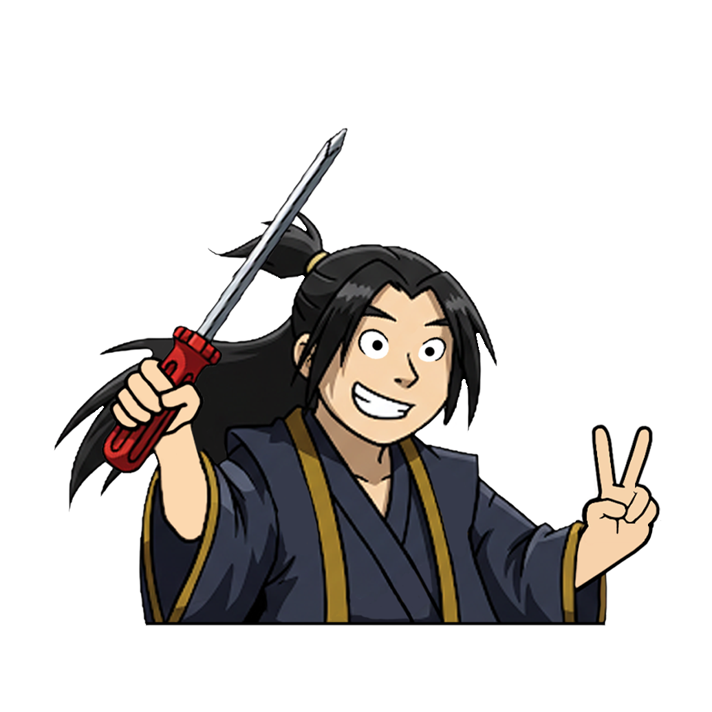 "SAMURAI WITH SCREW DRIVER" JAPANESE CULTURE WINDOW PEEKERS