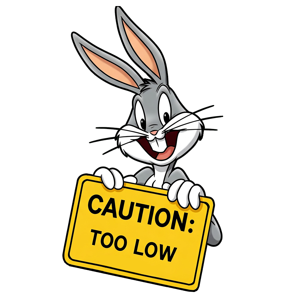 "BUGS TOO LOW" LOONEY TUNES DECAL