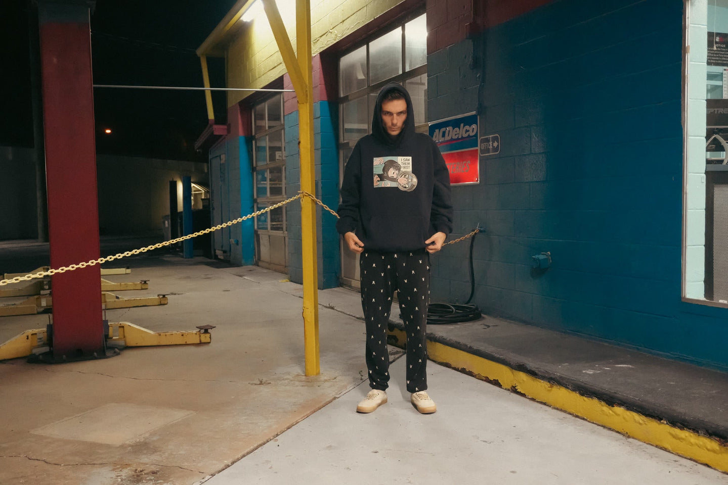 I Saw Them First hoodie - lifestyle, night garage