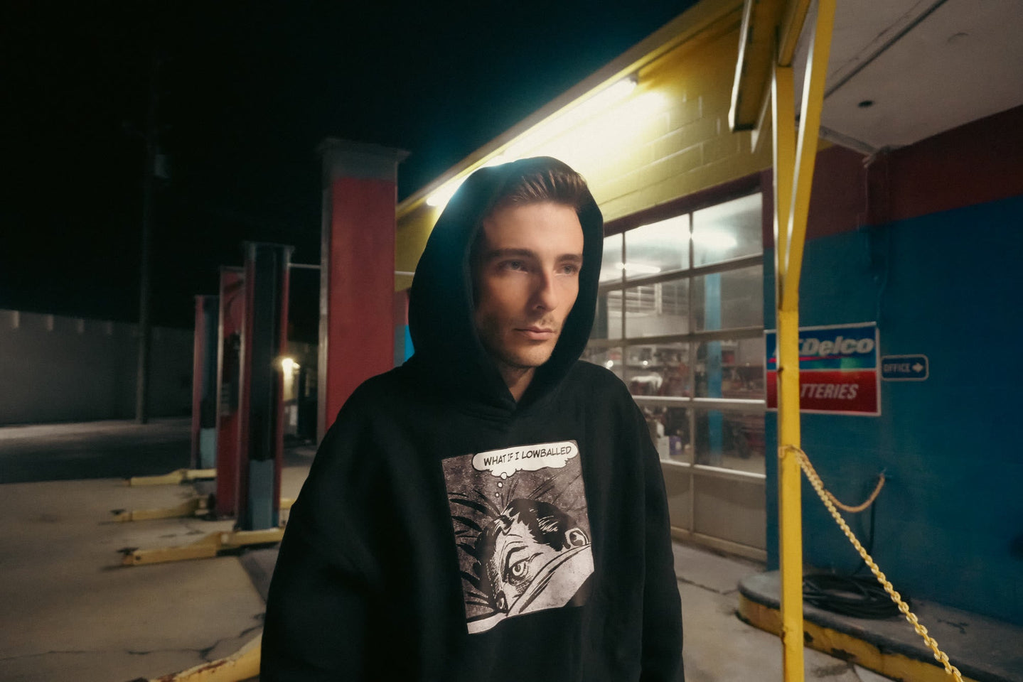 They Aren't Even 3-Piece hoodie - lifestyle, night garage