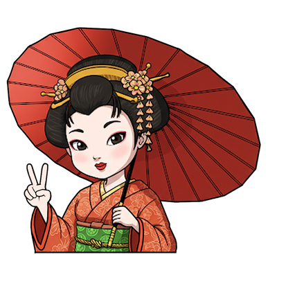 "GEISHA WITH UMBRELLA" JAPANESE CULTURE WINDOW PEEKERS