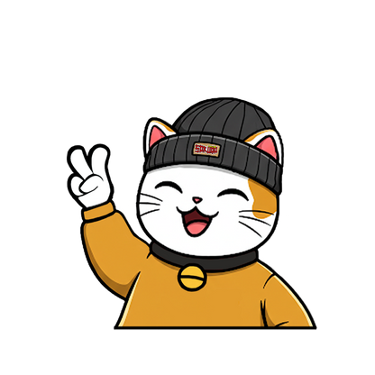 "LUCKY CAT WITH BEANIE" JAPANESE CULTURE WINDOW PEEKERS