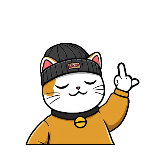 "LUCKY CAT WITH BEANIE" JAPANESE CULTURE WINDOW PEEKERS