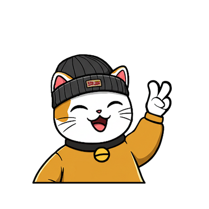 "LUCKY CAT WITH BEANIE" JAPANESE CULTURE WINDOW PEEKERS