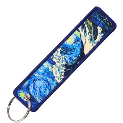 "Blue Big Wave" Key Tag