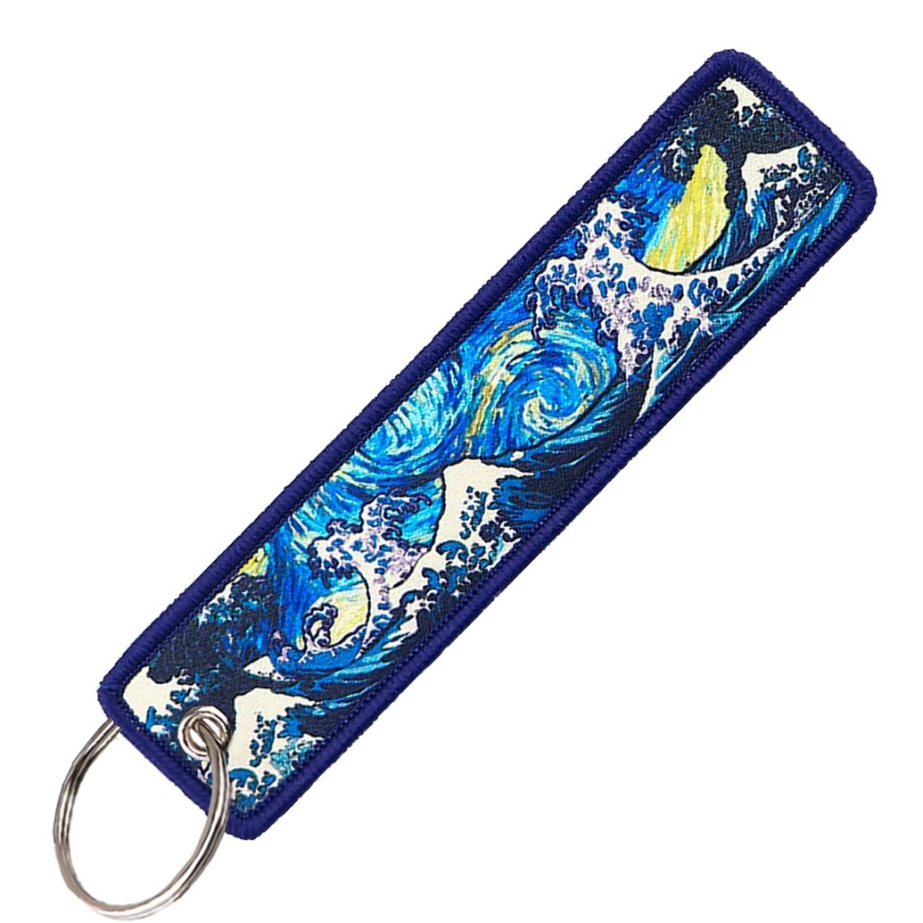 "Van Gogh Big Wave" Key Tag