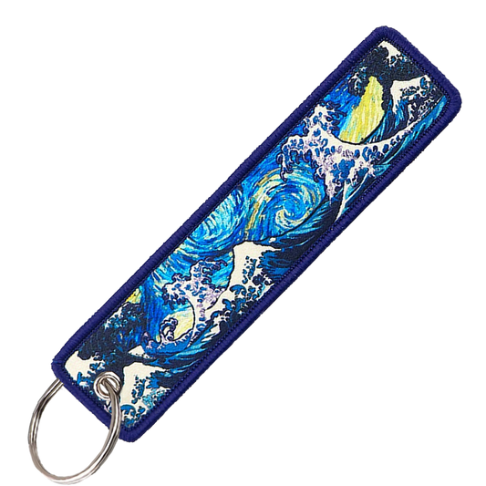 "Van Gogh Big Wave" Key Tag