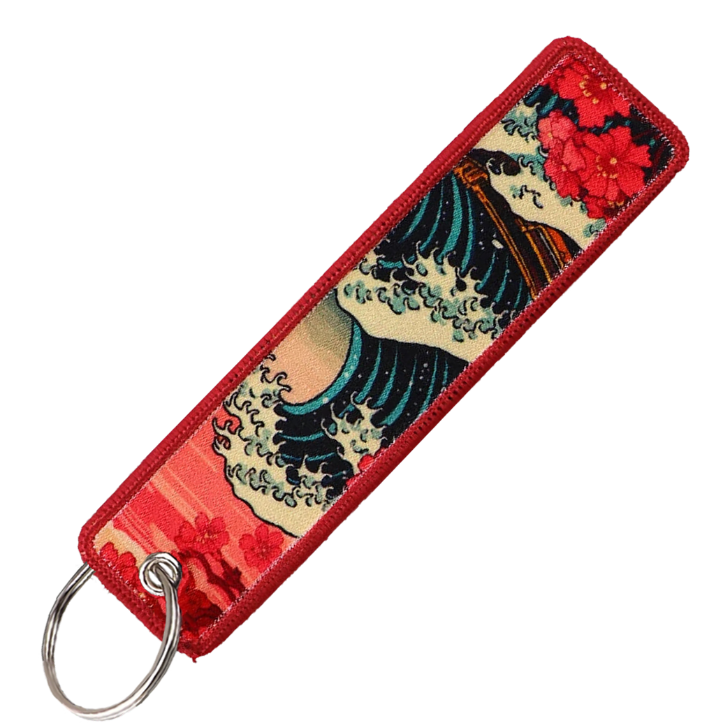 "Red Big Wave" Key Tag