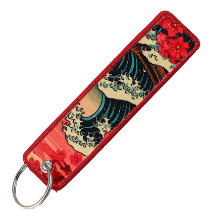 "Red Big Wave" Key Tag