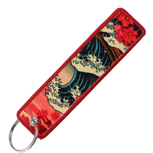 "Red Big Wave" Key Tag