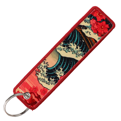 "Red Big Wave" Key Tag