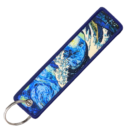 "Blue Big Wave" Key Tag