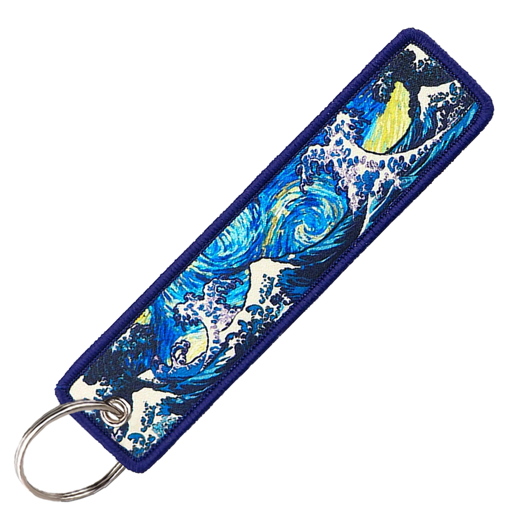 "Van Gogh Big Wave" Key Tag