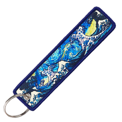 "Van Gogh Big Wave" Key Tag